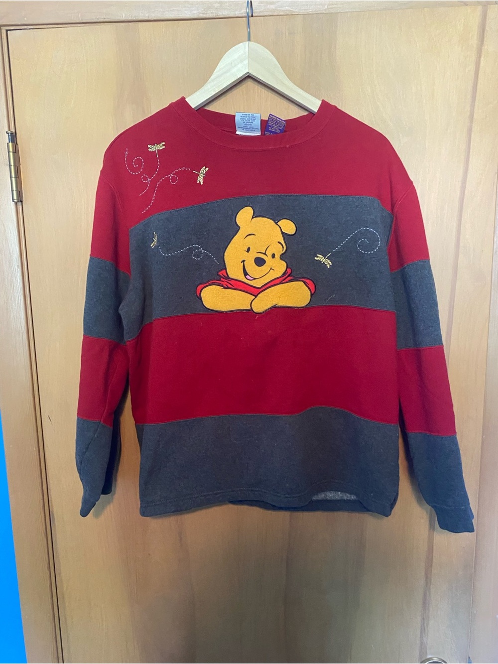 Disney Winnie the Pooh Red and Gray Striped Sweater